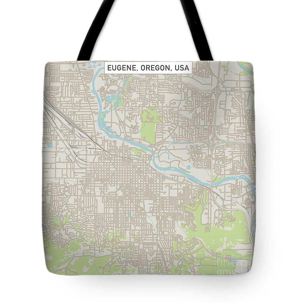 Eugene Tote Bag featuring the digital art Eugene Oregon US City Street Map by Frank Ramspott