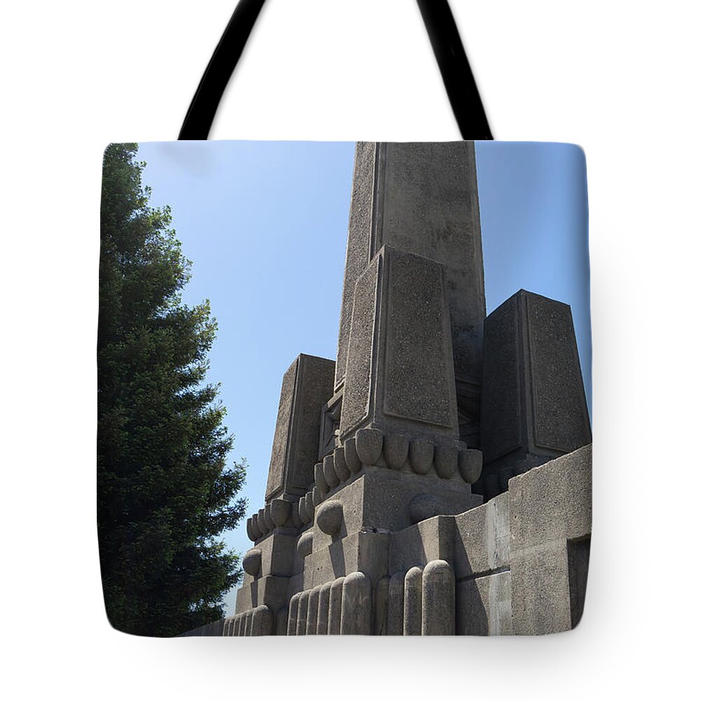 Wingsdomain Tote Bag featuring the photograph Evans Baseball Field Monument at University of California Berkeley DSC6313 by San Francisco