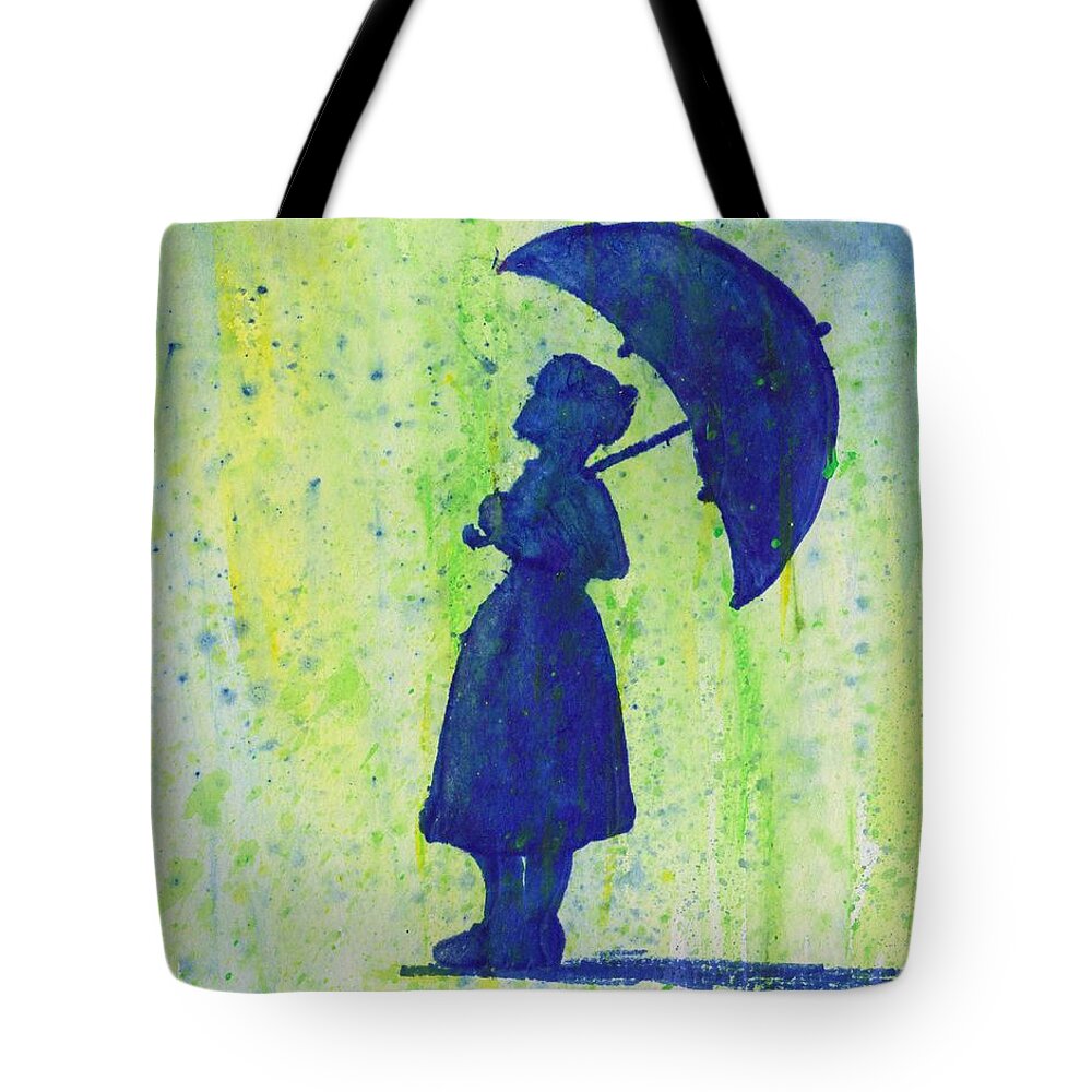 Rain Tote Bag featuring the painting Even on the cloudiest days keep your faith by Shana Rowe Jackson