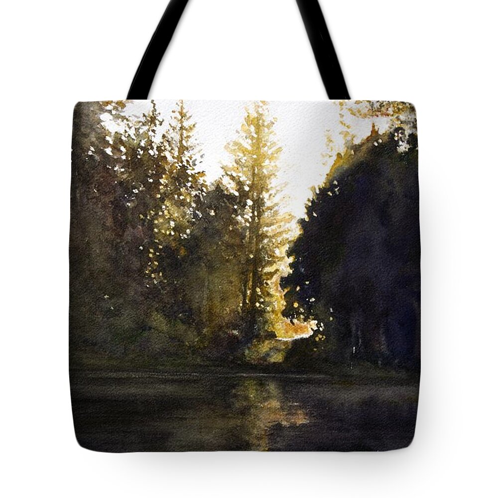 Landscape Tote Bag featuring the painting Evening by Barbara Pease