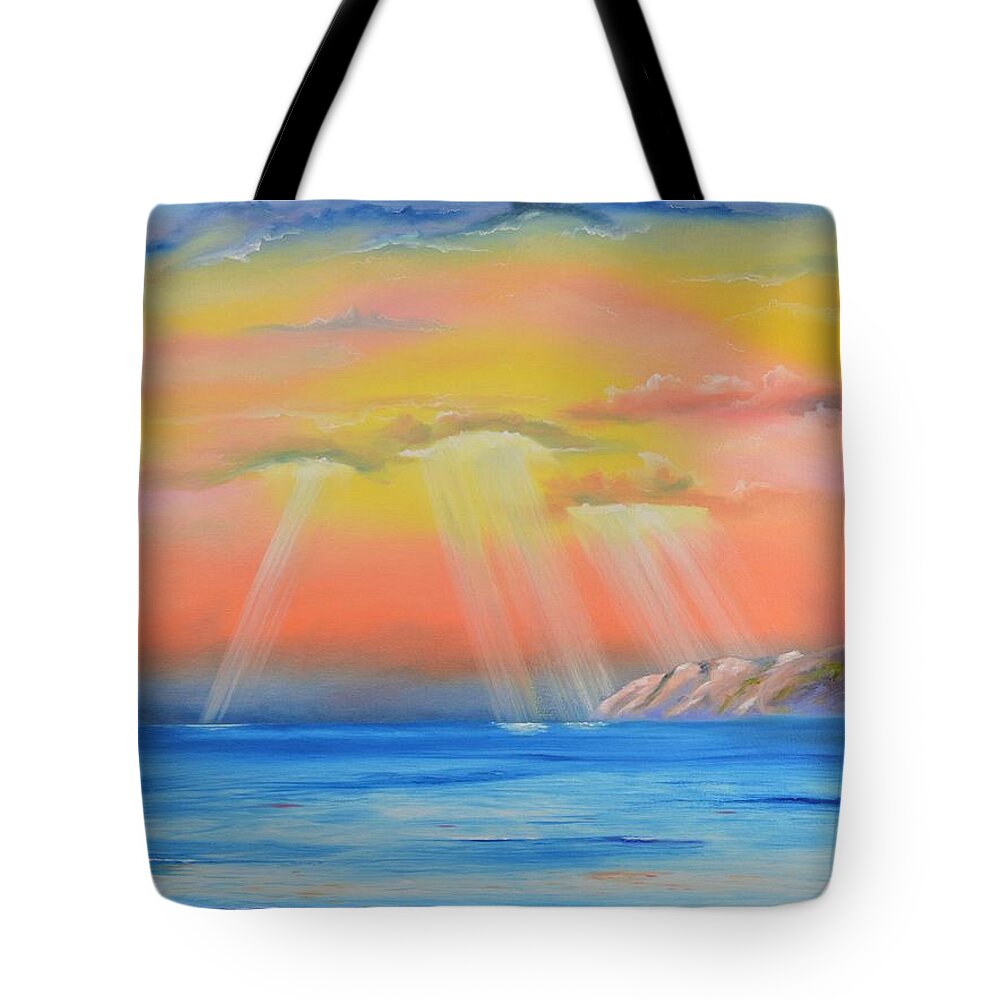 Ocean Tote Bag featuring the painting Evening Calm by Mary Scott