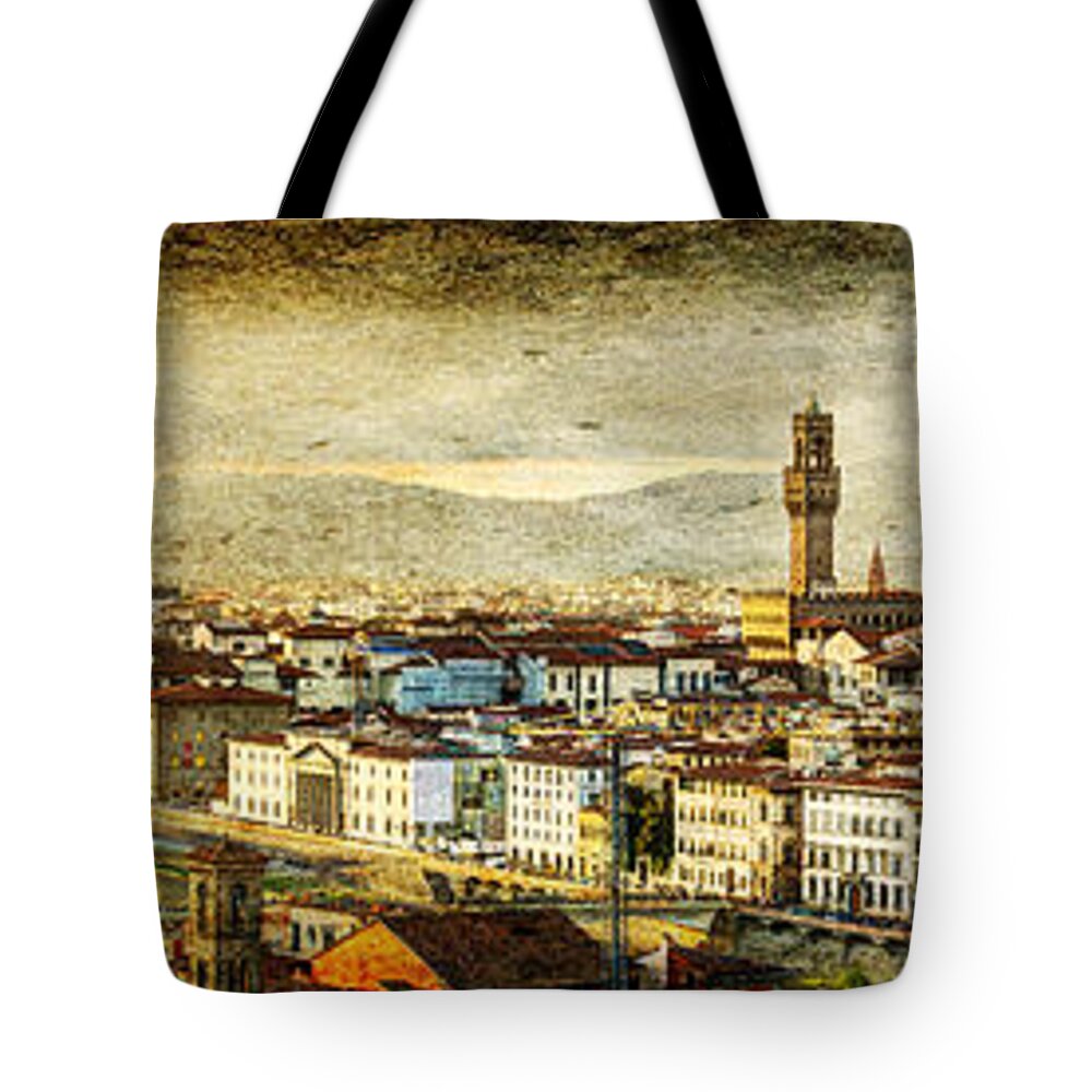 Florence Tote Bag featuring the photograph Evening in Florence - Vintage Version by Weston Westmoreland