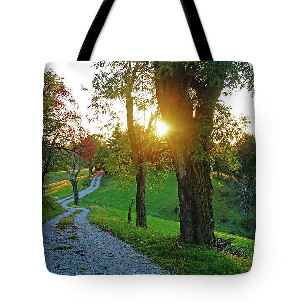Long Road Tote Bag featuring the photograph Evening in West Virginia by Mike Murdock
