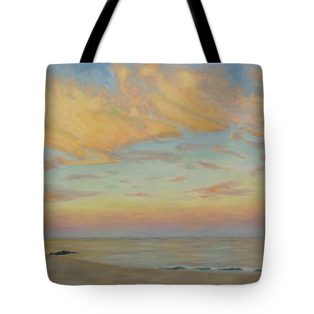 Seascape Tote Bag featuring the painting Evening by Joe Bergholm