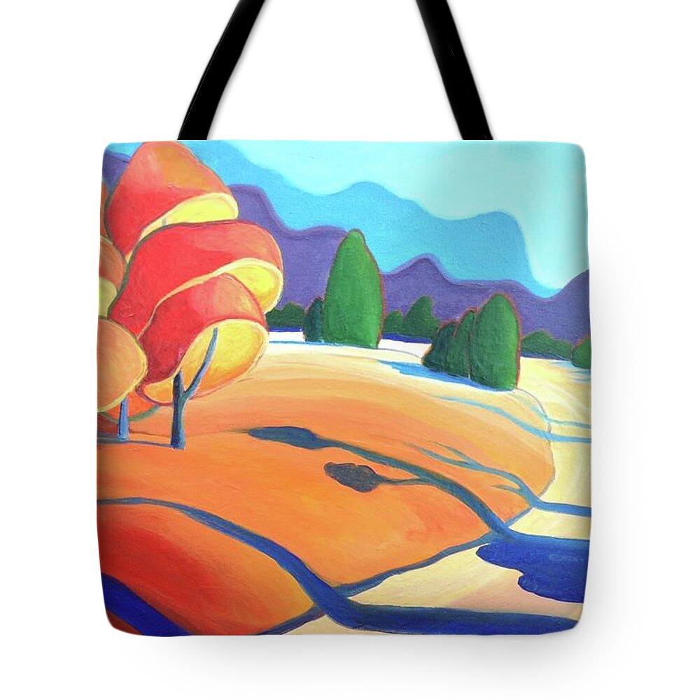 Group Of Seven Tote Bag featuring the painting Evening Path by Barbel Smith