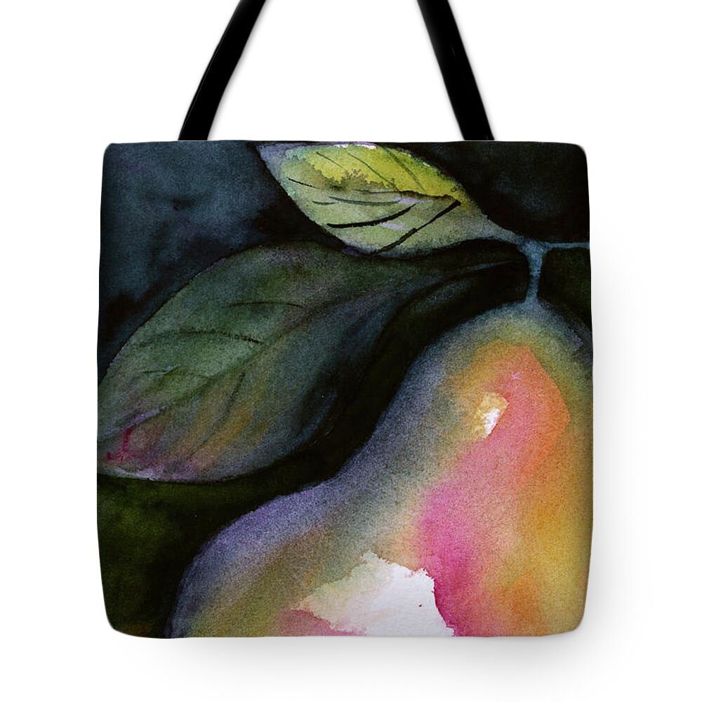 Face Mask Tote Bag featuring the painting Evening Pear by Lois Blasberg
