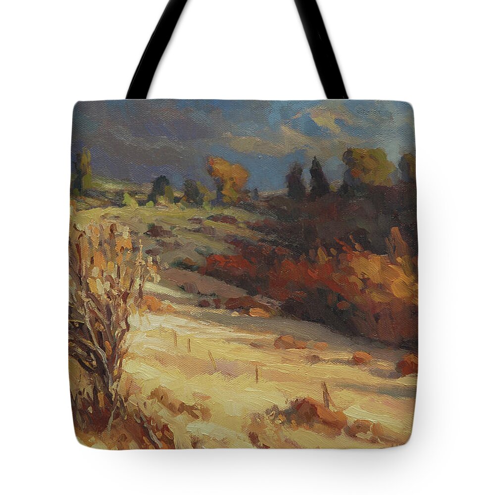 Country Tote Bag featuring the painting Evening Shadows by Steve Henderson