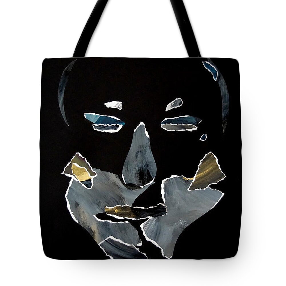 Face Tote Bag featuring the mixed media Every life is a moment in time by Jolly Van der Velden