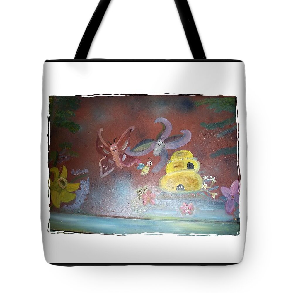 Butterflies.bees Tote Bag featuring the painting Everything has a journey by Mandy Henninger christophel