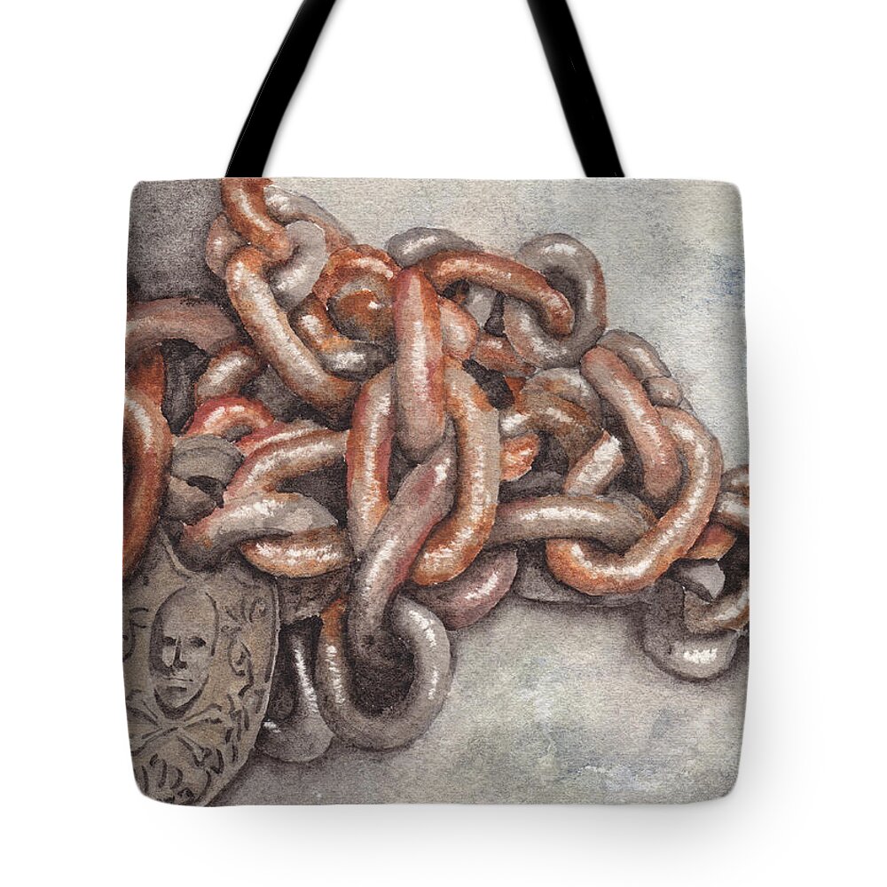 Chain Tote Bag featuring the painting Evil by Ken Powers