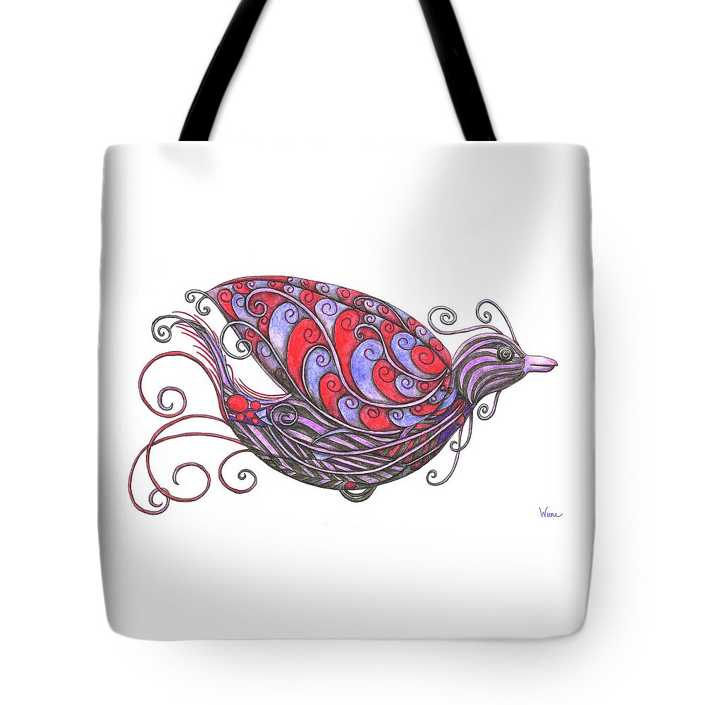 Lise Winne Tote Bag featuring the painting Exotic Bird V by Lise Winne