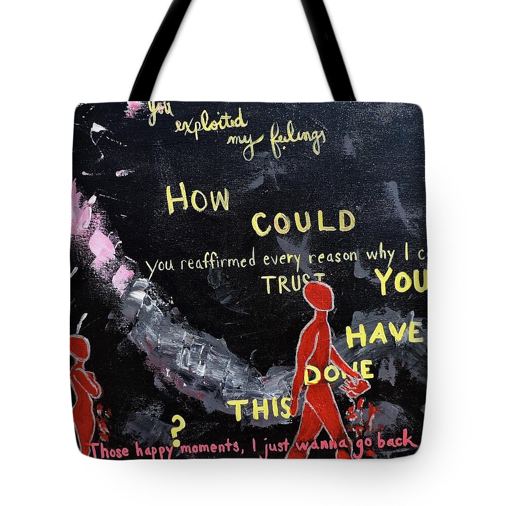Love Tote Bag featuring the painting Exploitation by Jasmine Bradley