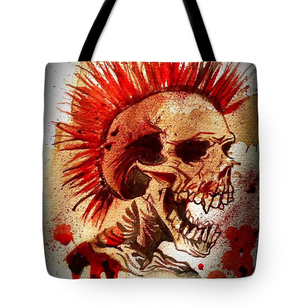  Tote Bag featuring the painting Exploited Skull by Ryan Almighty