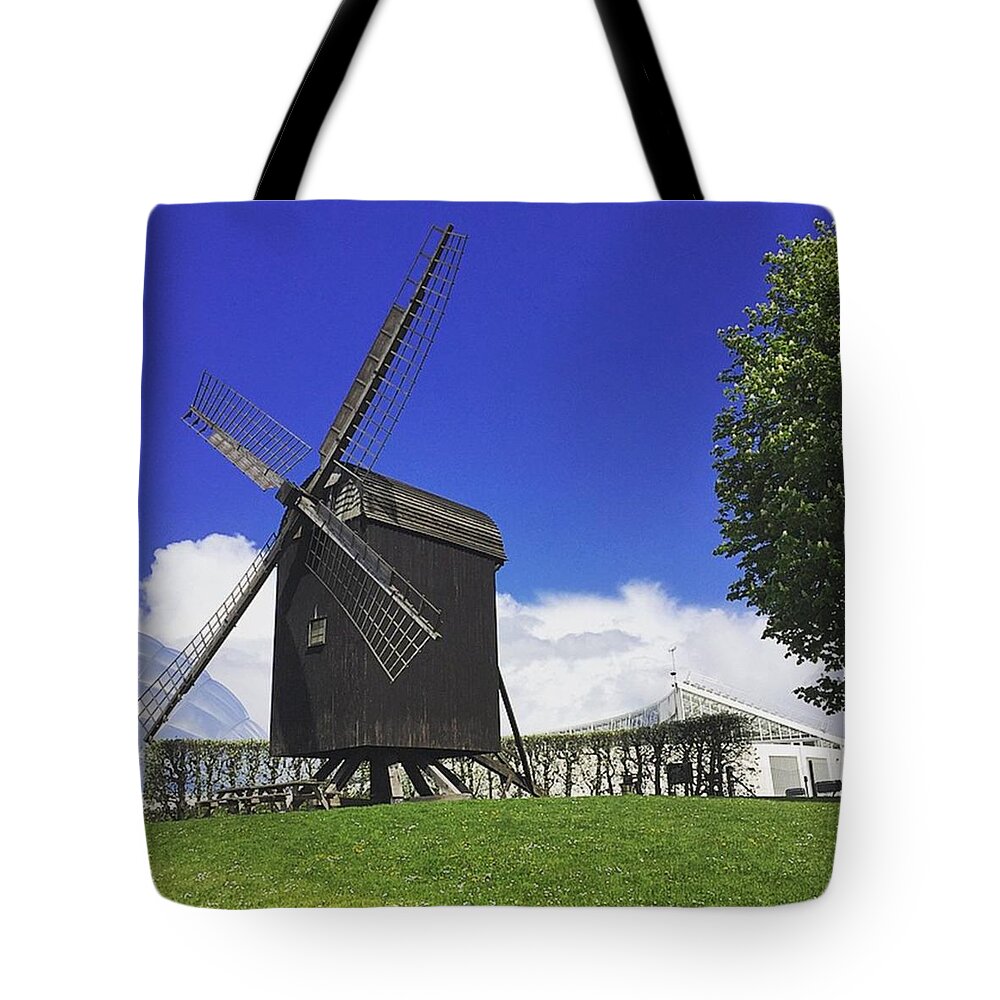 Windmill Tote Bag featuring the photograph Botanical Gardens in Aarhus by Nikki Hillis