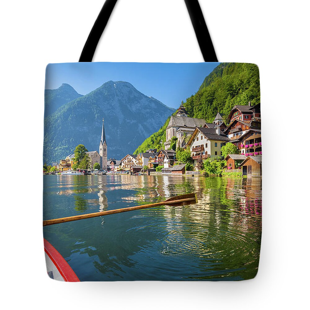 Alpine Tote Bag featuring the photograph Exploring Hallstatt by JR Photography