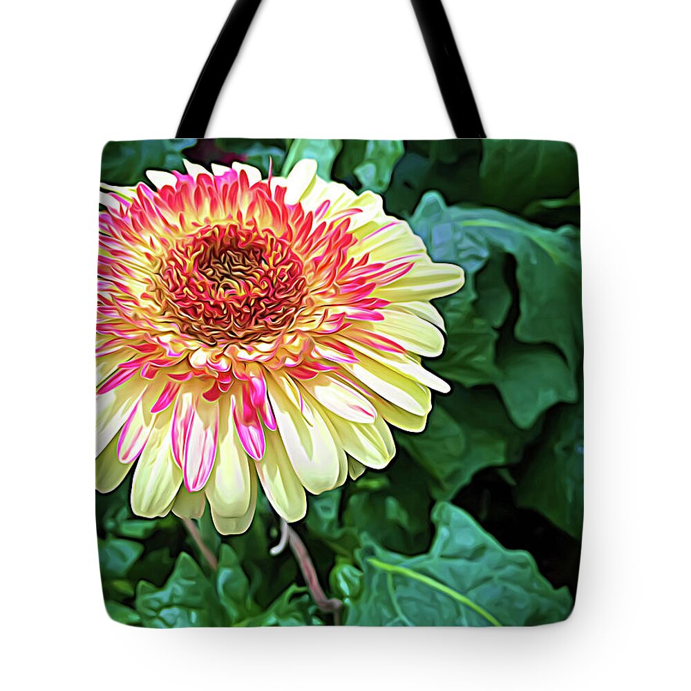 Gerbera Daisy Tote Bag featuring the photograph Expressionalism Gerbera Daisy by Aimee L Maher ALM GALLERY