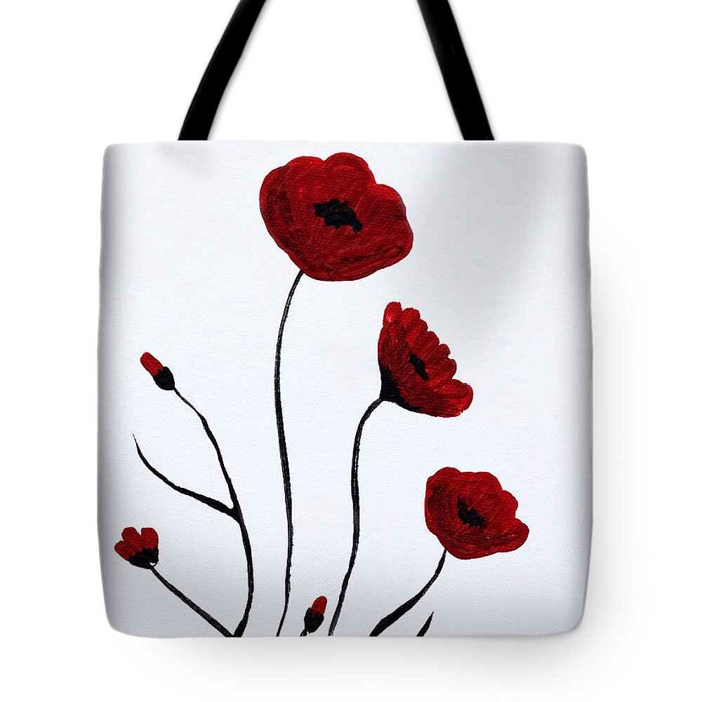 Martha Ann Tote Bag featuring the painting Expressive Abstract Poppies A6116C_e by Mas Art Studio