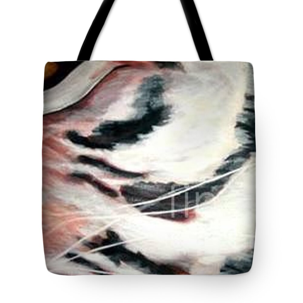 Wildlife Tote Bag featuring the painting Eye of A Tiger by Sheron Petrie