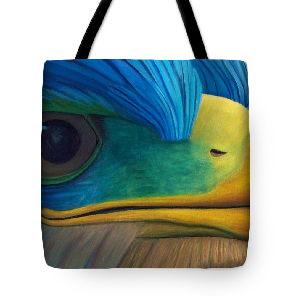 Eagle Tote Bag featuring the painting Eye on the Prize by Brian Commerford