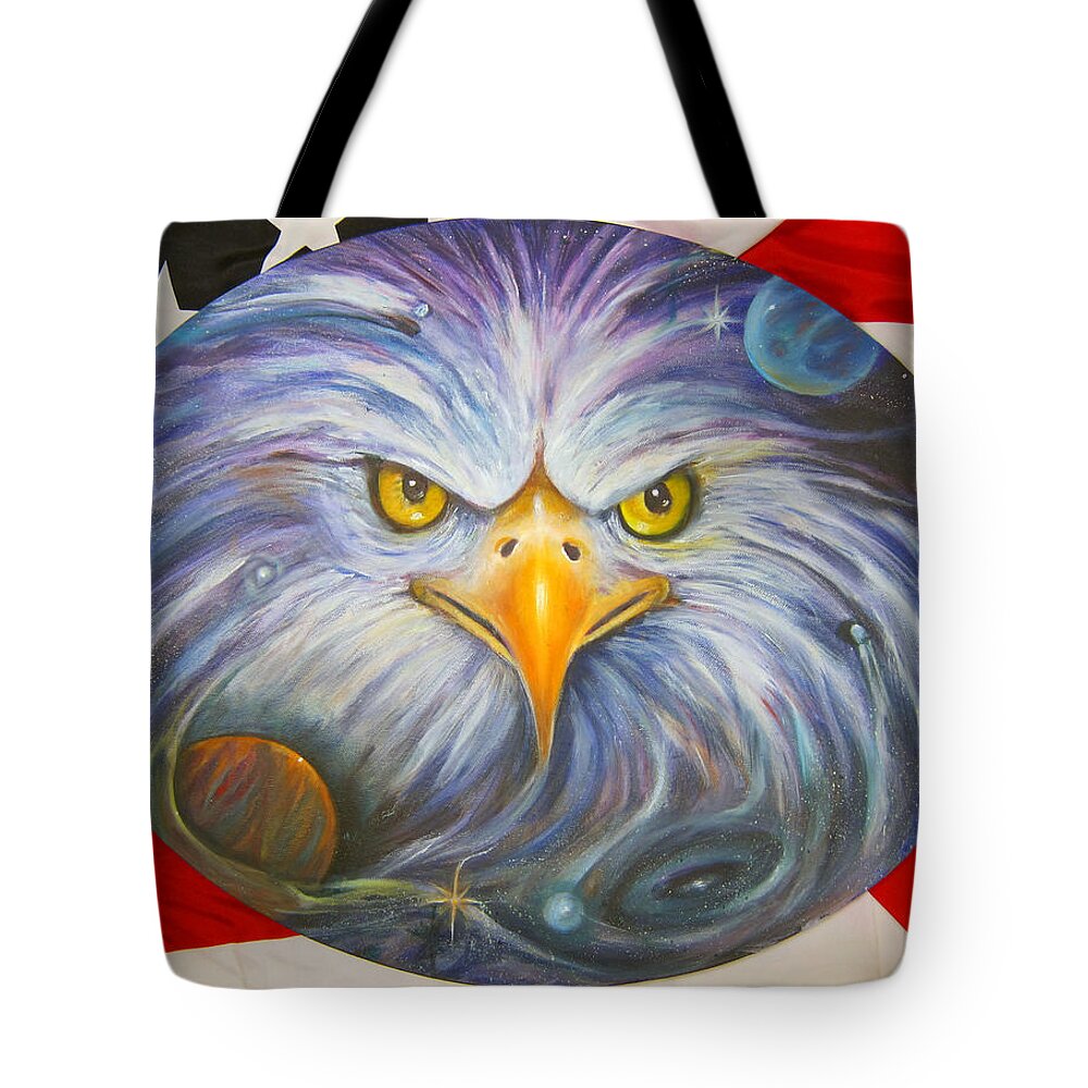 Curvismo Tote Bag featuring the painting Eyes of Freedom by Sherry Strong