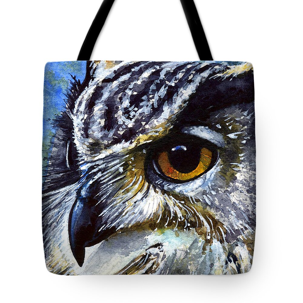 Owls Tote Bag featuring the painting Eyes of Owls No.25 by John D Benson
