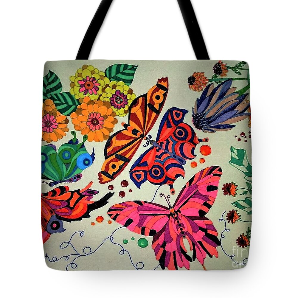 Butterflies Tote Bag featuring the painting Eyes of the Butterflies by Alison Caltrider