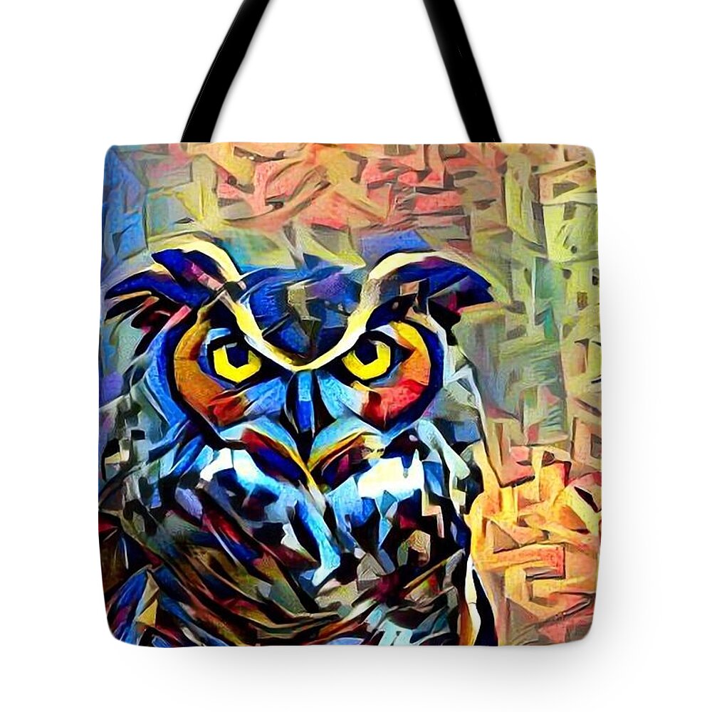 Owl Tote Bag featuring the photograph Eyes Of Wisdom by Geri Glavis