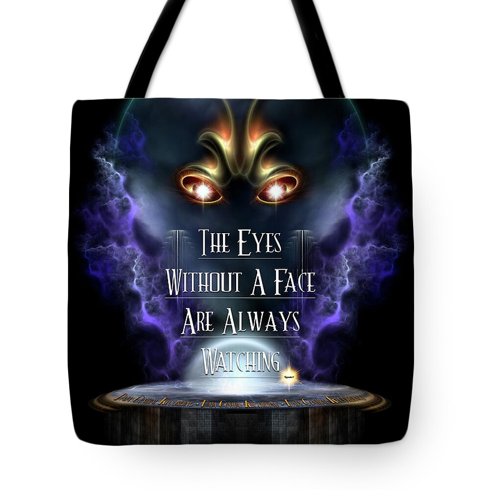 Spying Tote Bag featuring the digital art Eyes Without A Face ROO by Rolando Burbon