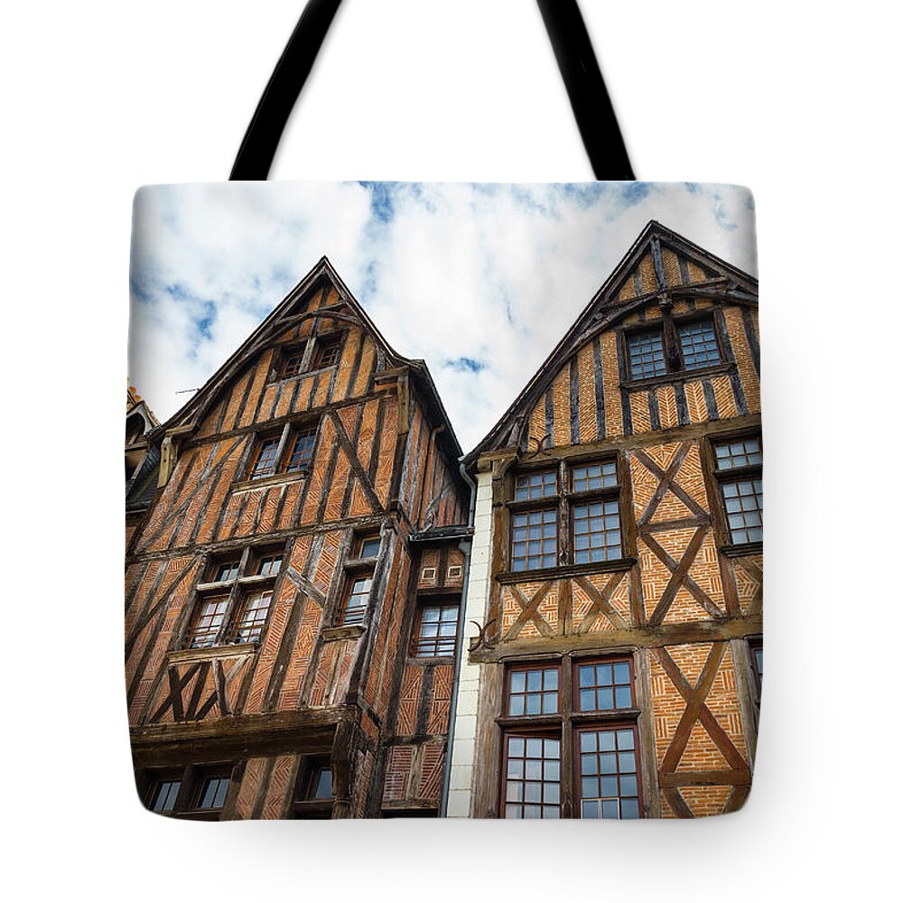 Tours Tote Bag featuring the photograph Facades of half-timbered houses in Tours, France by GoodMood Art