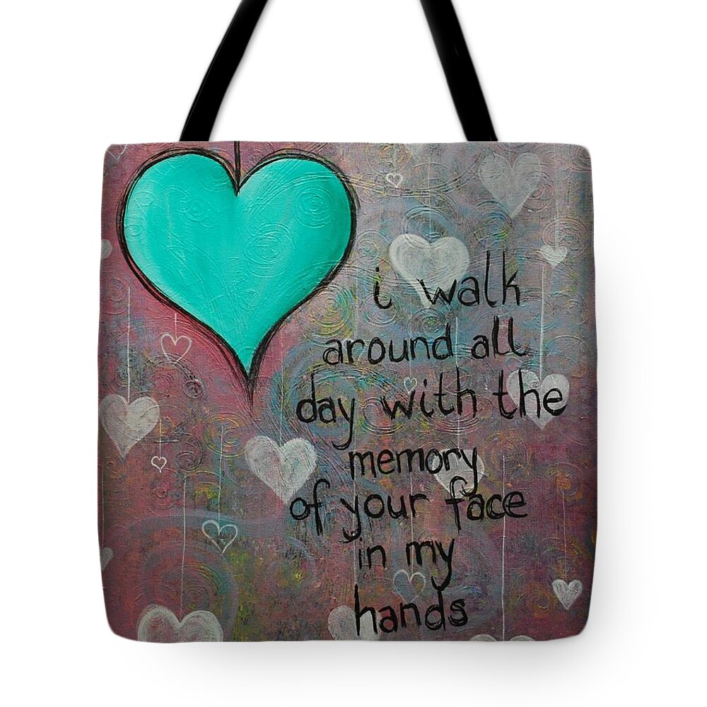 Choose Joy Tote Bag featuring the painting Face In My Hands by Emily Page