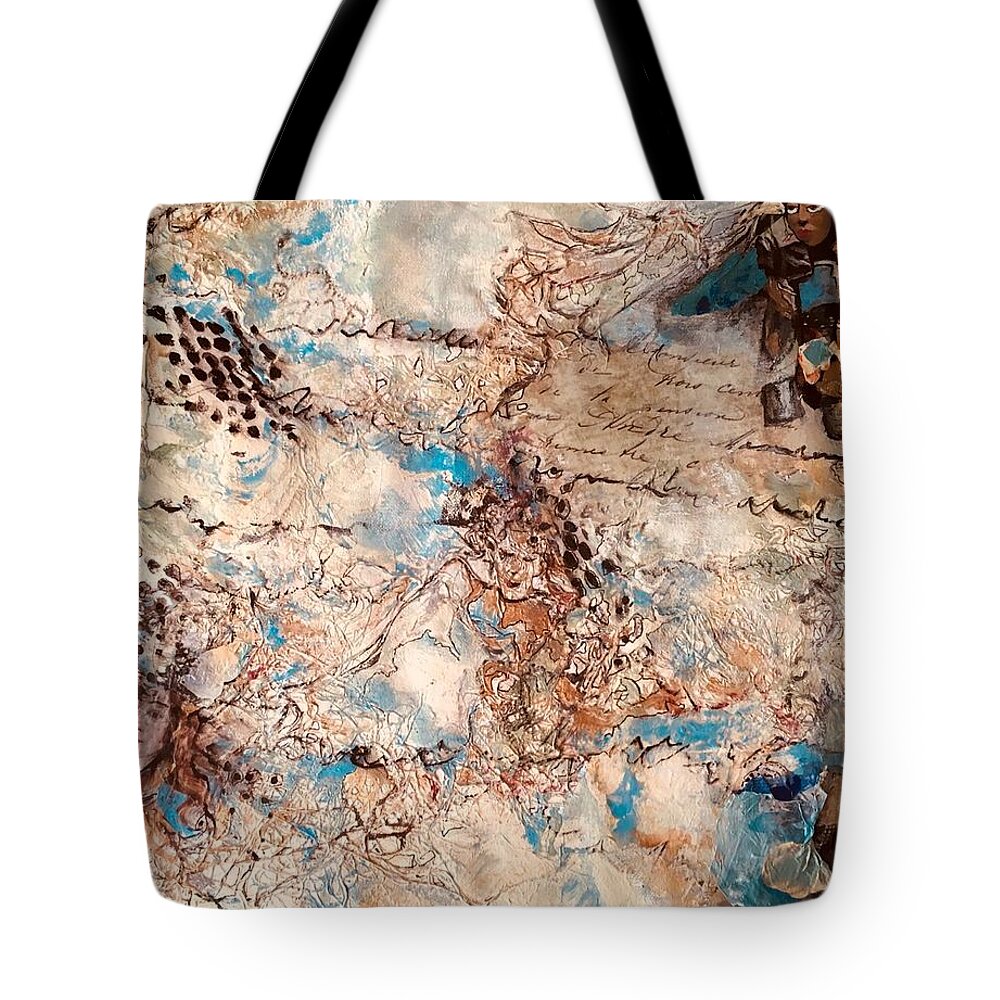 Collage Tote Bag featuring the painting Face Time by Myra Evans