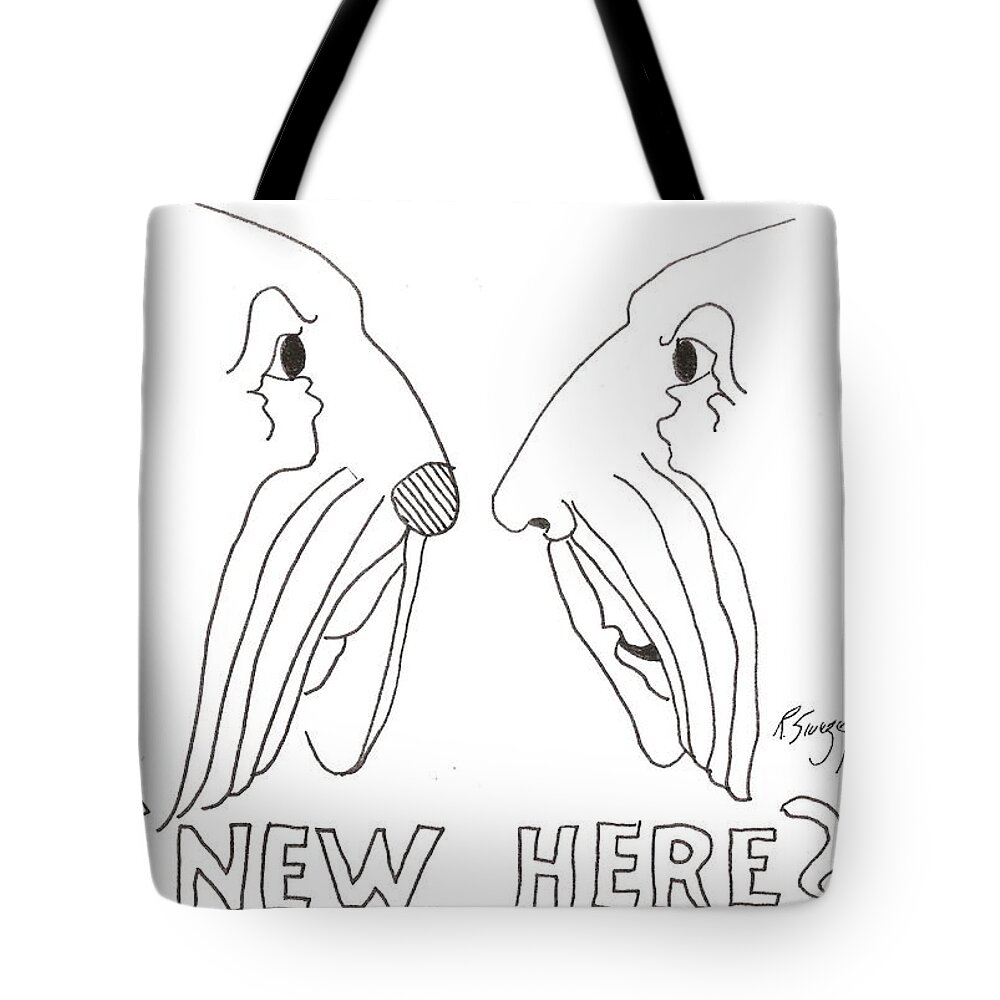 Face Tote Bag featuring the drawing Face to Face by R Allen Swezey