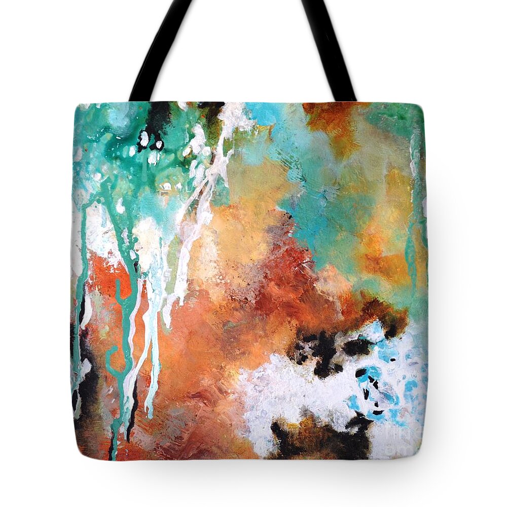 Abstract Tote Bag featuring the painting Facets #2 by Betty M M Wong