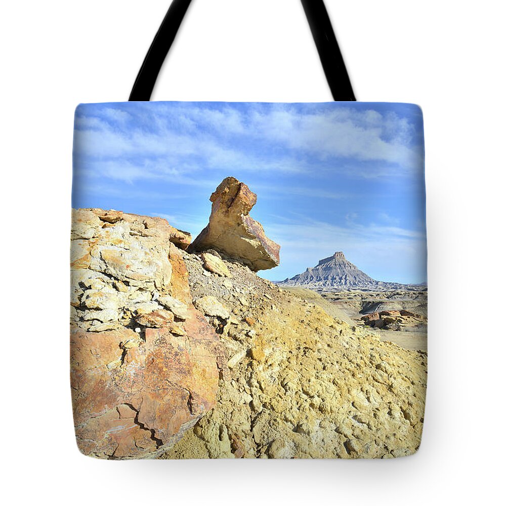 San Rafael Desert Tote Bag featuring the photograph Factory Butte Rainbow by Ray Mathis