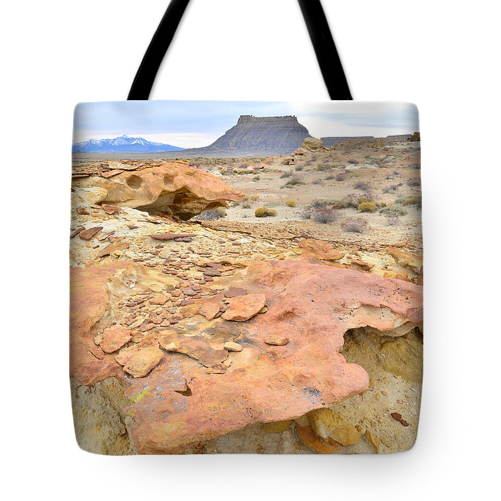 Luna Mesa Tote Bag featuring the photograph Factory Butte Rock Garden II by Ray Mathis