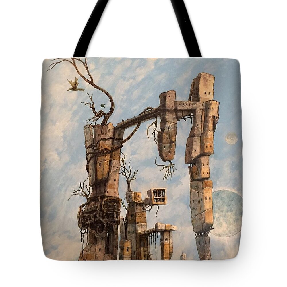 Surreal Tote Bag featuring the painting Failed Colony by William Stoneham