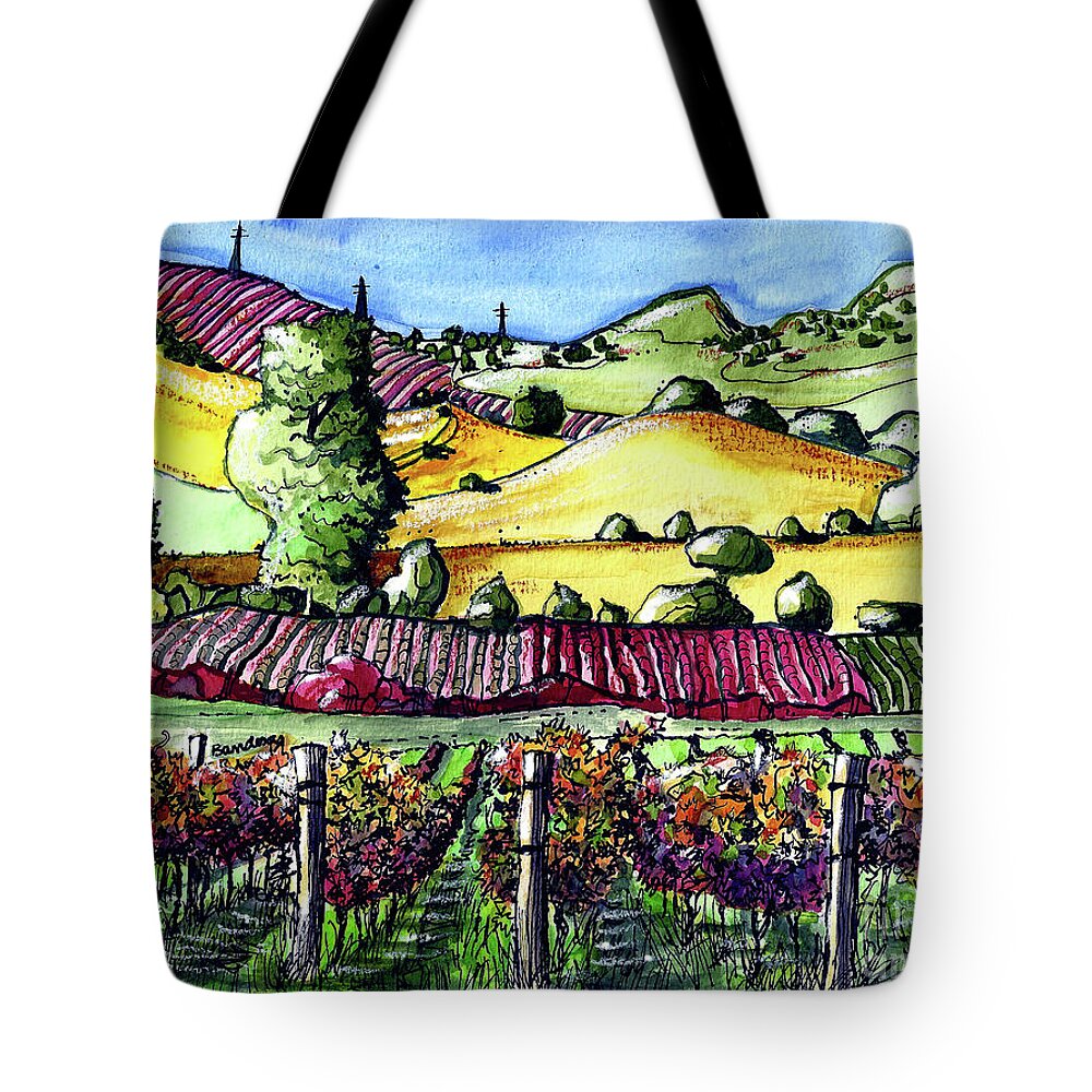 Napa Tote Bag featuring the painting Fairfield Vineyards by Terry Banderas