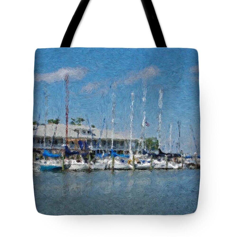 Fairhope Tote Bag featuring the painting Fairhope Yacht Club Impression by Michael Thomas
