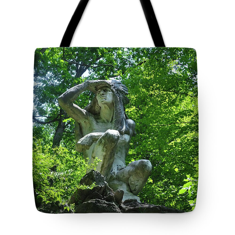 Fairmount Tote Bag featuring the photograph Fairmount Park - The Wissahickon Indian by Bill Cannon
