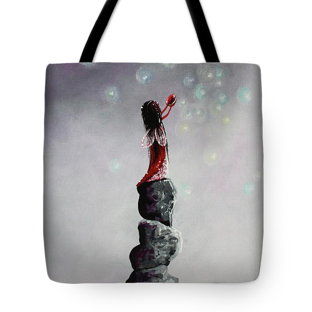 Fairy Tote Bag featuring the painting Fairy Art Prints by Erback by Moonlight Art Parlour