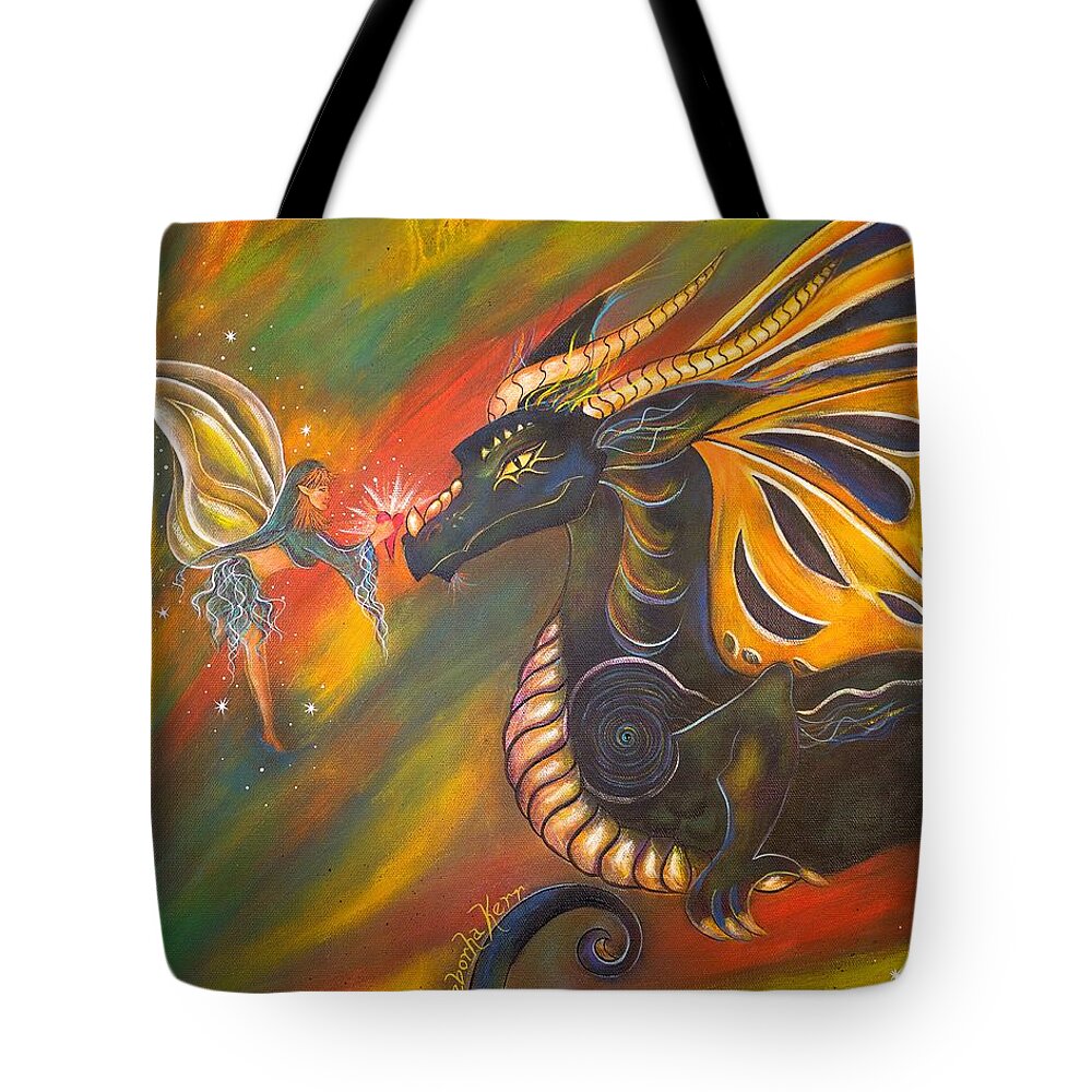 Fairy Tote Bag featuring the painting Sacred Gift by Deborha Kerr