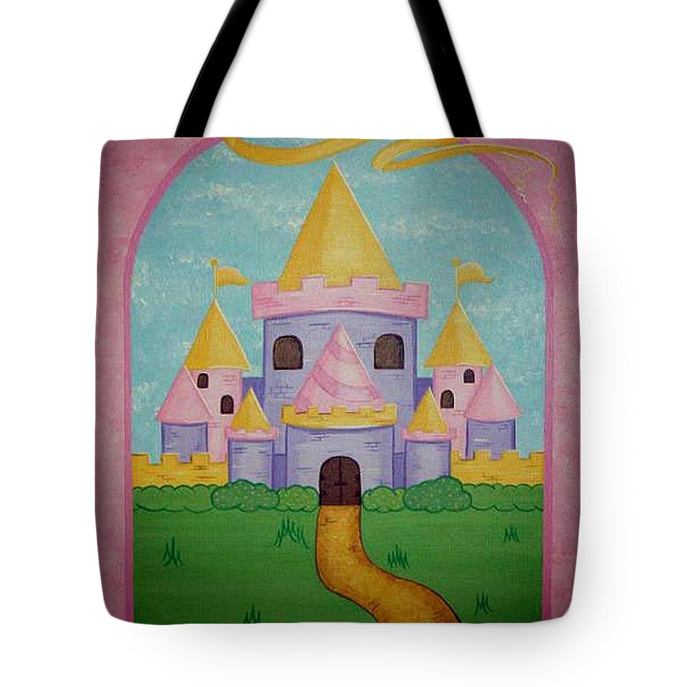 Castle Tote Bag featuring the painting Fairytale Castle by Valerie Carpenter