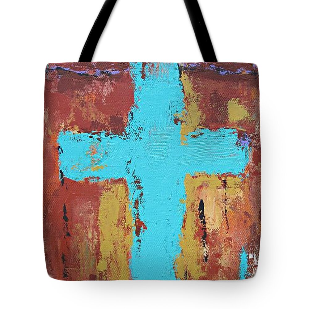 Cross Tote Bag featuring the painting Faith by Mary Mirabal