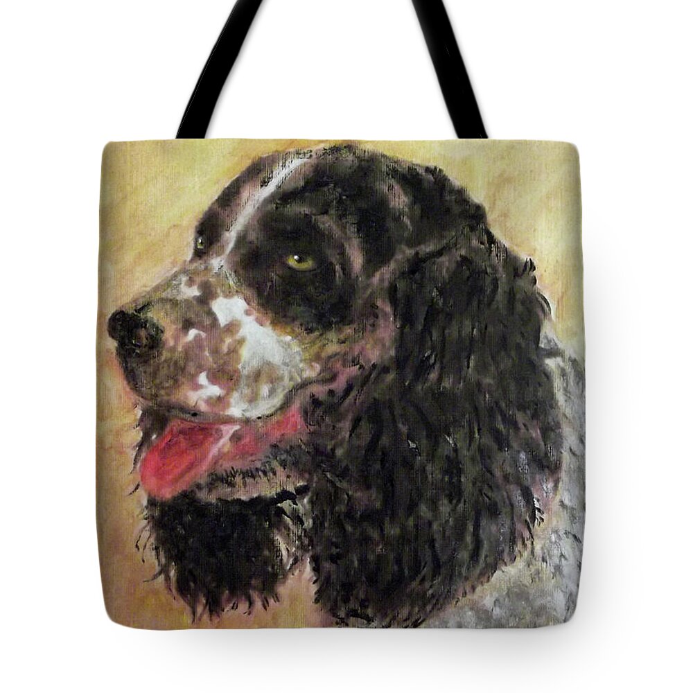 Dog Tote Bag featuring the painting Faithful spaniel by Richard James Digance