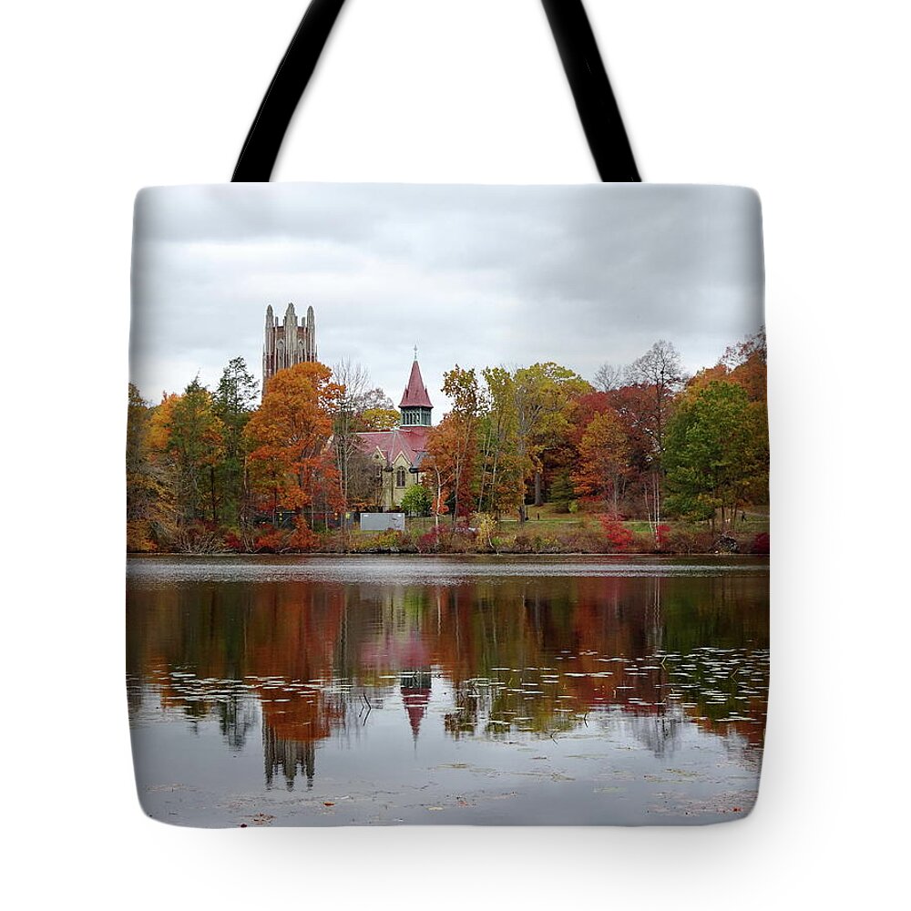 Wellesley College Tote Bag featuring the photograph Fall at Wellesley College by Lyuba Filatova