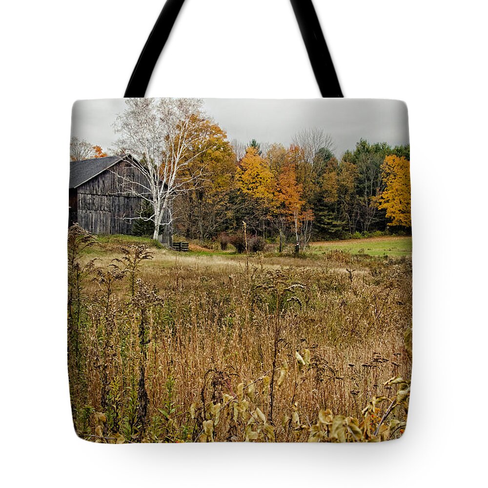 Autumn Tote Bag featuring the photograph Fall Barn Scene by Donna Doherty
