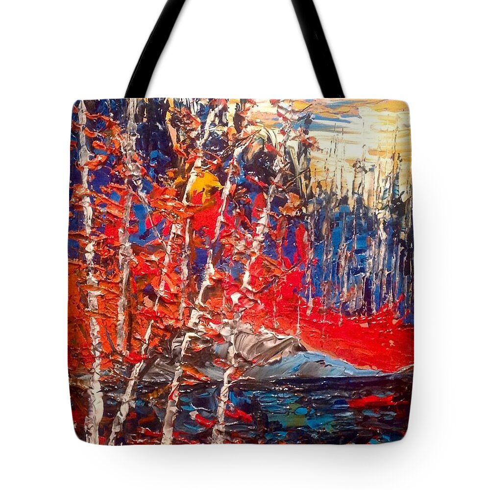 Abstract Landscape Painting Tote Bag featuring the painting Fall by Desmond Raymond