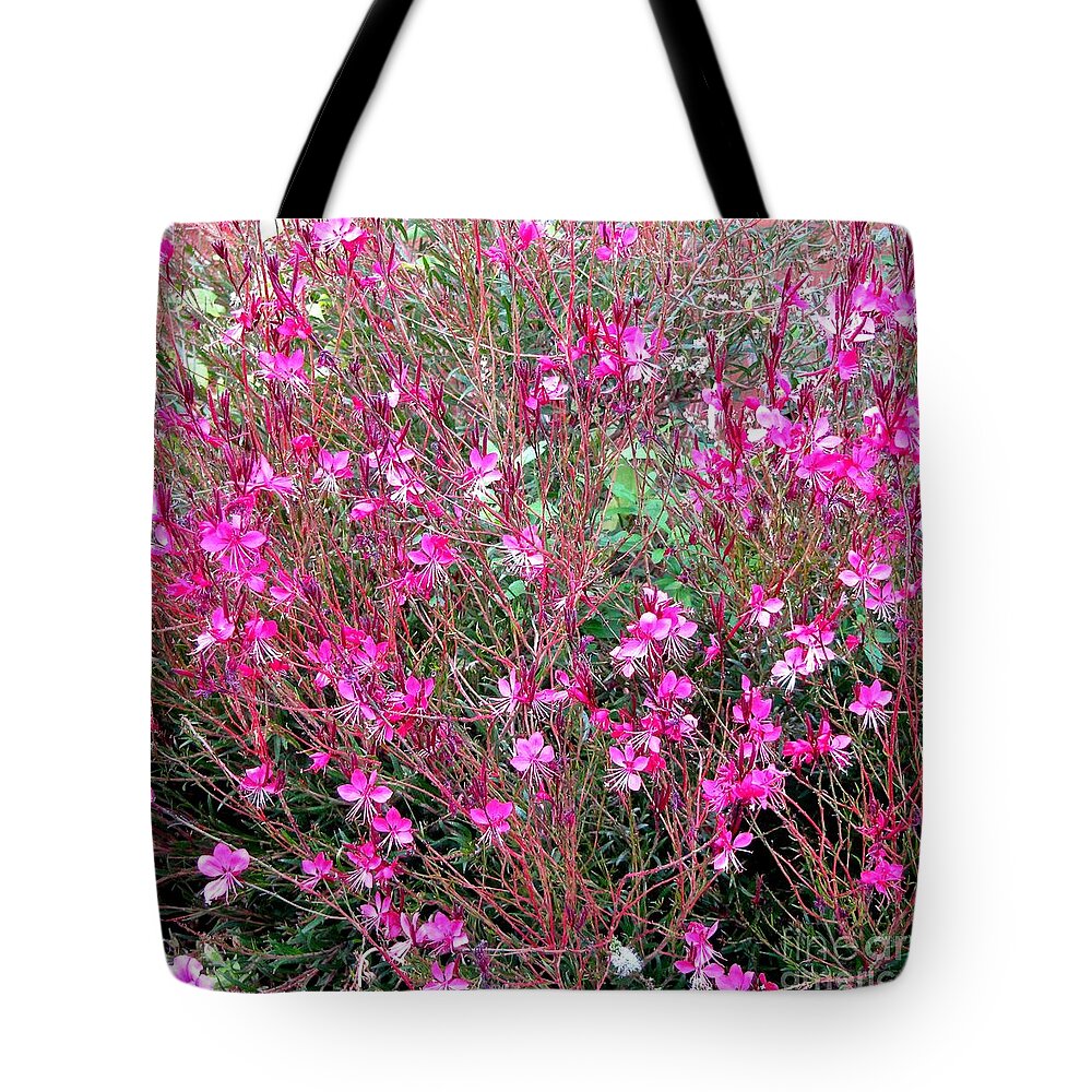 Pink Flowers In A Barrel Tote Bag featuring the photograph Fall Fowers by Phyllis Kaltenbach