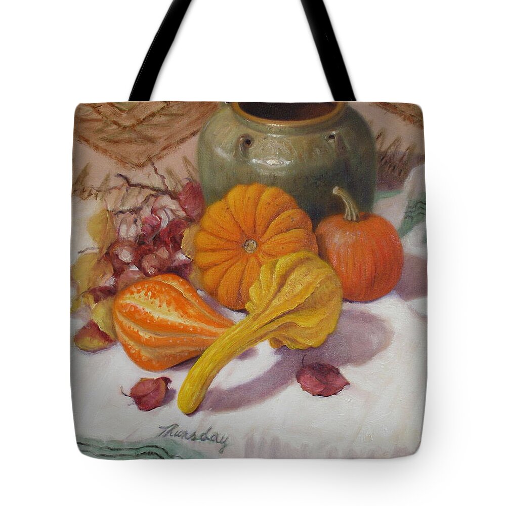 Realism Tote Bag featuring the painting Fall Harvest #5 by Donelli DiMaria