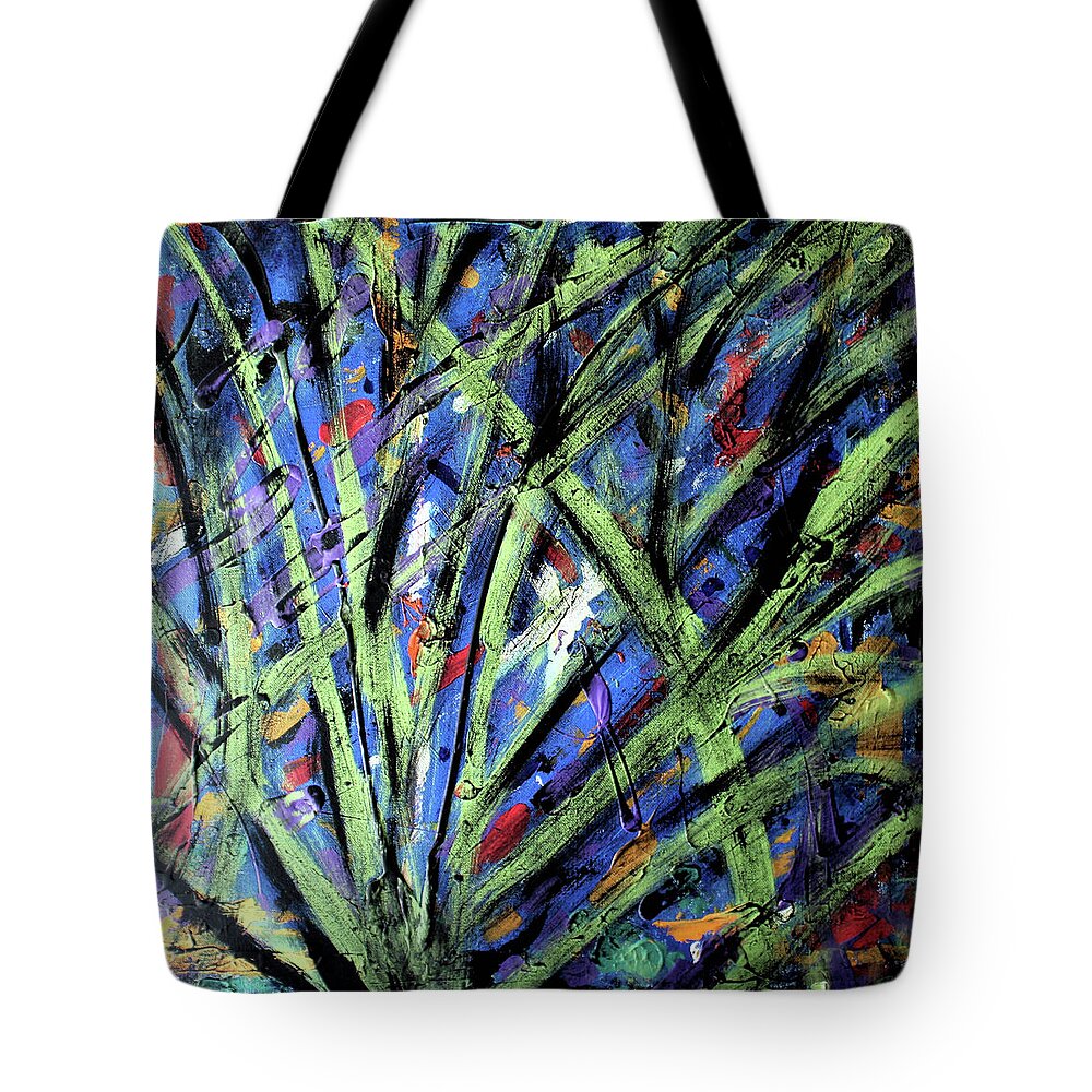 Abstract Tote Bag featuring the painting Fall Haze by Pam O'Mara